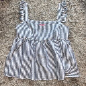 NWT Simply Southern Navy and White Seersucker Top